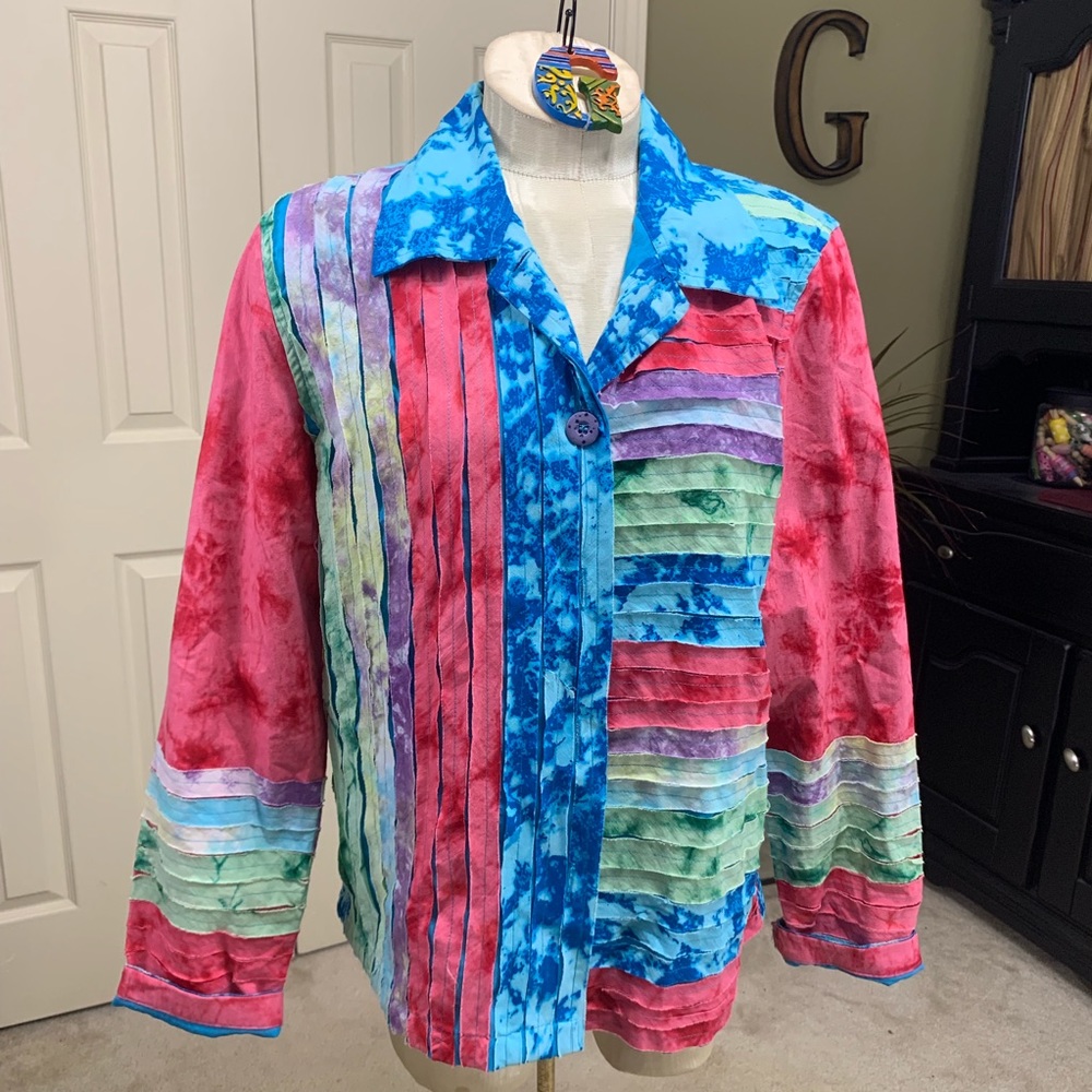 Life Style Tye Dye Button Front Jacket Size L